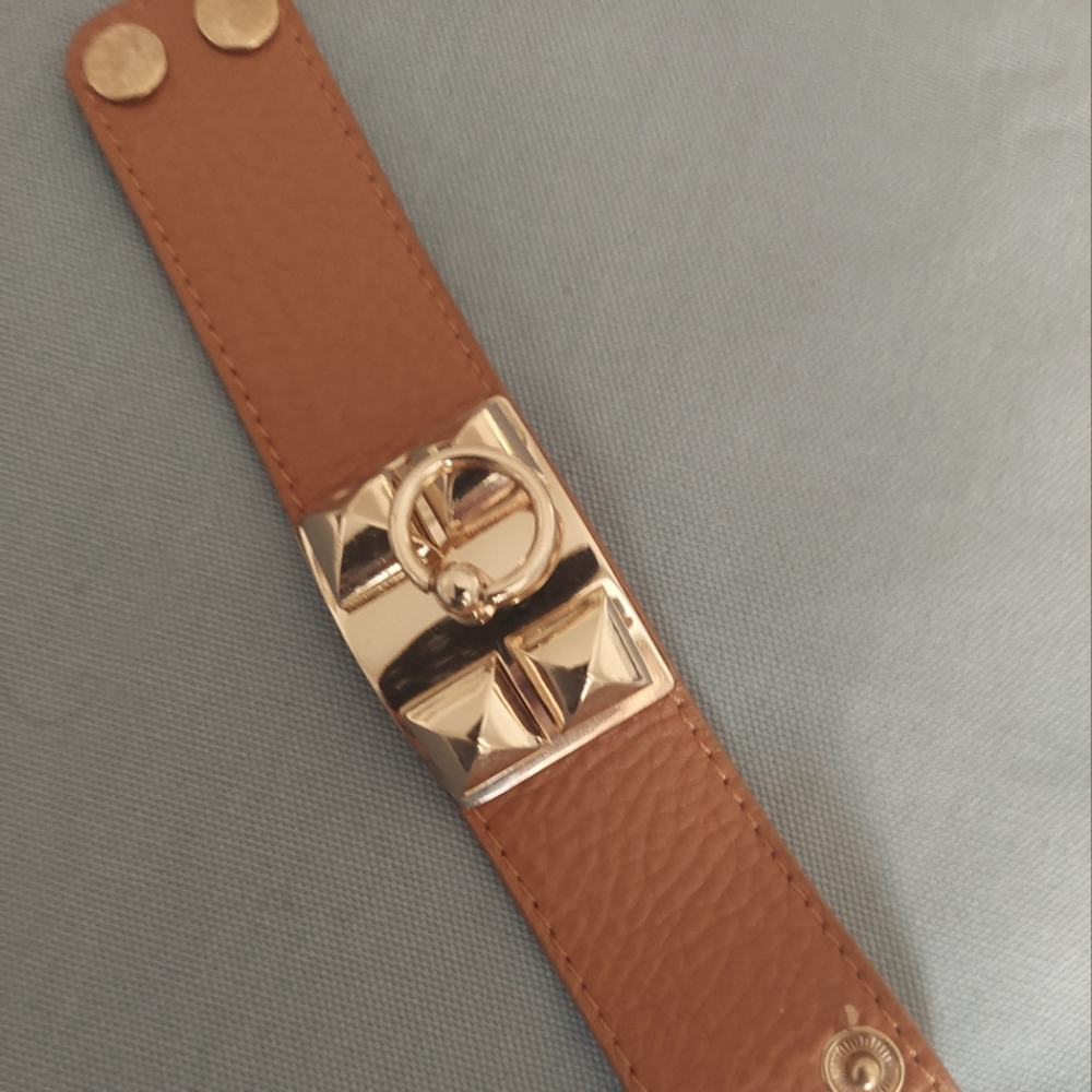 Vegan Tan Leather and Rose Gold Snap Closure Bracelet - FREE W. PURCHASE